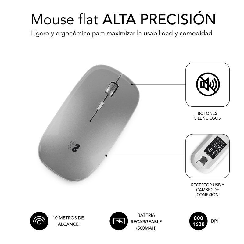 Ratón Inalámbrico Subblim Dual Flat